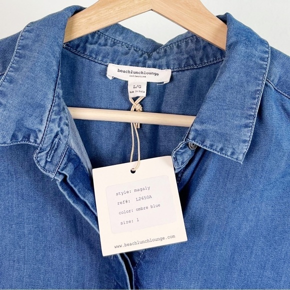 NWT BeachLunchLounge Ombre Denim Button Down Mini Dress - Picture 3 of 5